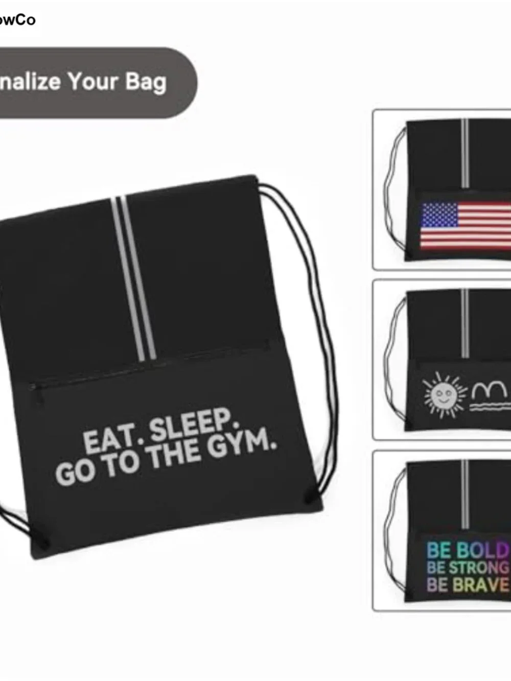 Waterproof Drawstring Backpack Gym Bag with Zipper Pocket